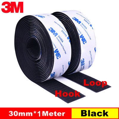 Moq 1M 20/25/30/38/50Mm Sterke Zelfklevende Sluiting Tape Nylon Haken en Loops Sticker Velcroos Lijm 3M Lijm Magie Voor Diy: Black 30mmX1M 1Pair