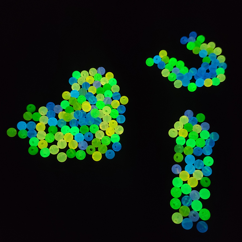 50 ~ 200 Uds. Cuentas sueltas redondas acrílicas luminosas blancas, verdes y azules que brillan en la oscuridad para fabricación de joyería, pulseras DIY de 6/8/10MM