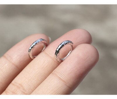 925 Sterling Silver Orecchino Retro Barack Stile Geometrico Irregolare Irregolare Anello di Orecchio Orecchio Osso Fibbia Selvaggio Della Ragazza del Ragazzo Orecchio Argento jewe: 1 pair silver 8.5mm