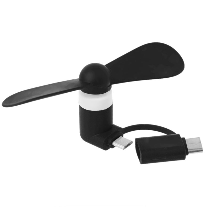Mini Cute USB Fan Cooler Type C Removable USB-C Gadgets Low Power for Mobile Power Phone PC Laptop Cooler: black