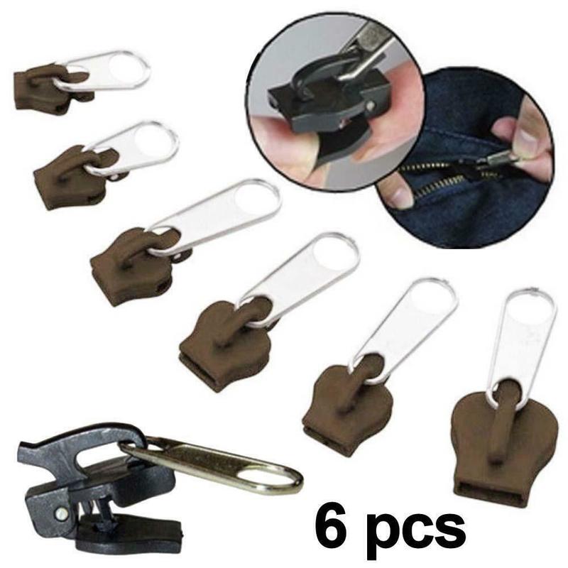 6Pcs Fix A Zipper Zip Slider Puller Rescue Instant Repair Replacement Practical