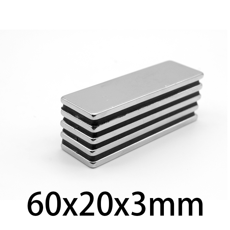 3-30 Pcs 60X20X3 Mm Ndfeb Super Sterke Neodymium Magneten Blok Permanente Magneet 60X20X3 Mm N35 Krachtige Magnetische 60*20*3Mm