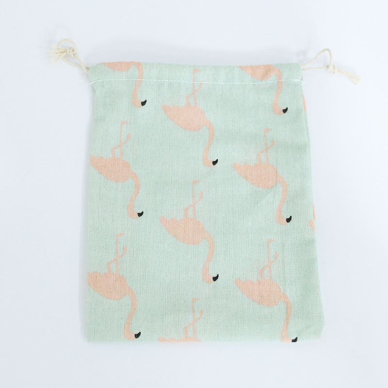 Mode Multifunctionele Draagbare Reizen Cosmetische Zak Katoen Trekkoord Student Doek Bag: LightGreen-M