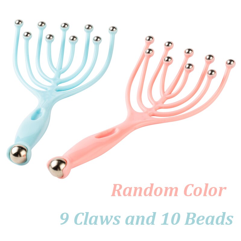 Keine Schmerzhaft Oktopus Kopf Massager Hand Therapeutische Kopf Scratcher für Entspannung Kopfhaut Massager Werkzeug mit Sanfte Gummi Perle: 9 claws 10 beads