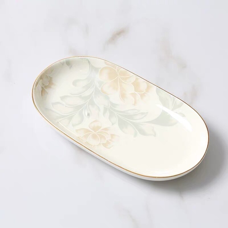 European Pastoral Bone China Soap Box Ceramic Bathroom Toilet White Porcelain Soap Draining Dish Home Light Luxury Soap Tray: L