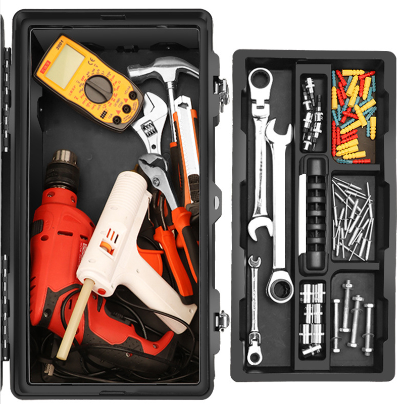 Werkzeugkasten aus Edelstahl, Koffer-Organizer, Industriequalität, multifunktionale Werkzeug-Aufbewahrungsbox, tragbare Aufbewahrungsbox aus Metall
