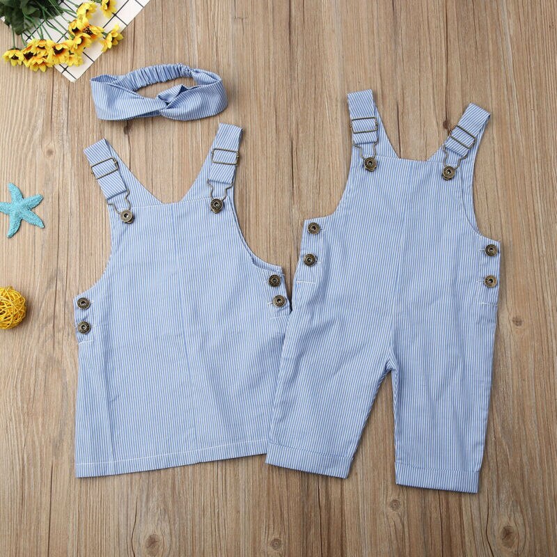 Sister Girls Jeans Trousers Long Pants Solid Toddler Kids Baby Boy Clothing Overalls Elastic Waist Clothes Infant Children