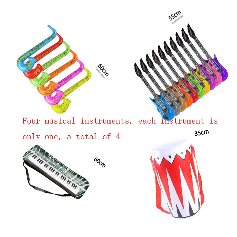 1Pc/4Pcs/6Pcs Environmental PVC Inflatable Musical Instrument Simulation Stage Props Party Supplies Inflatable Toys: 4Pcs