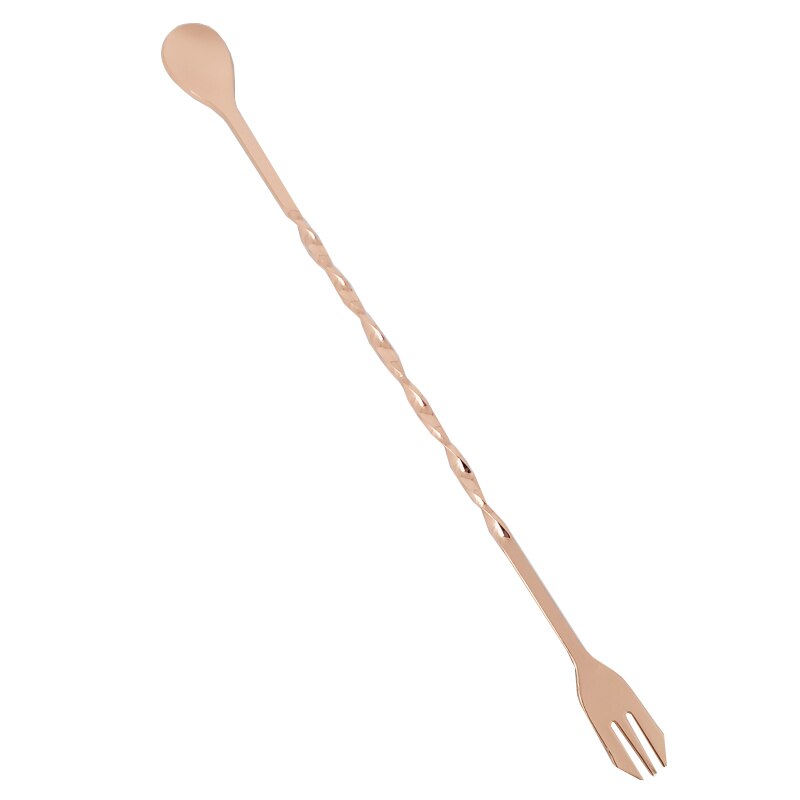 Cocktail Shaker Stainless steel Rose Gold Black Sliver Bar Spoons Cocktail Drink Mixer Muddler Ice Strainer: Rose Gold Spoon1