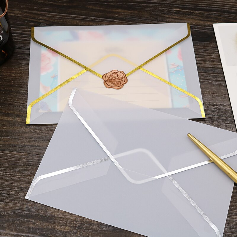 Envelope transparente encomenda sulfur5 com letras de papel ácido, envelope convite de casamento com estampa a quente