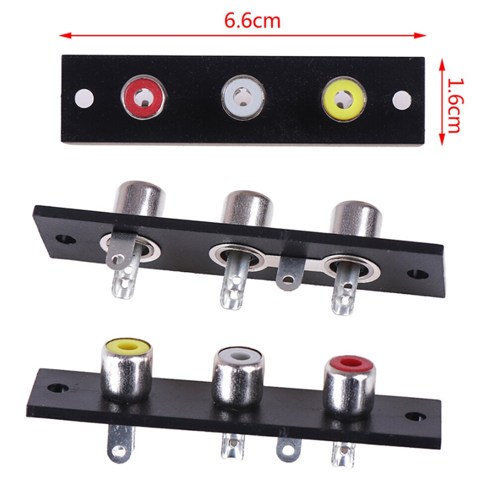 6.6X1.6Cm 3 Way Rca Terminal Wall Panel Plate Input Phono Chassis Socket Audio Adapter