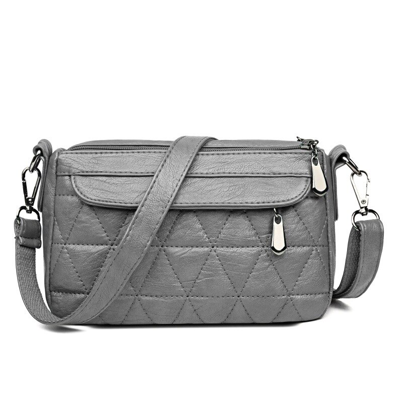 Vintage Zachte Pu Lederen Vrouwen Schoudertassen Luxe Handtassen Kleine Crossbody Tassen Voor Vrouwen Messenger Bag: Grijs