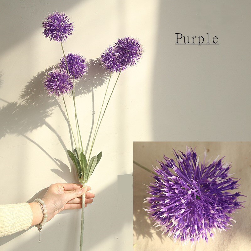72cm konstgjorda blommor pompom maskros lök boll växter gren dekor blomma hem trädgård hotell gör det själv bröllop blomma väggmaterial: Lila