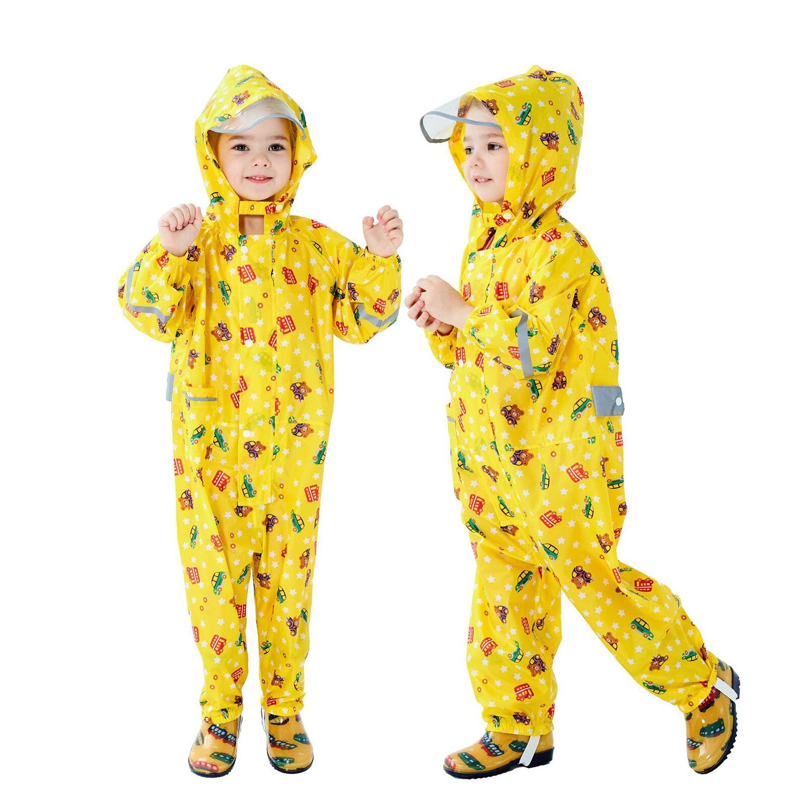 Kinderen Regenjas Kids Jongens Meisjes Waterdicht Jumpsuit Een Stuk Cartoon Auto Baby Regenkleding Wind En Waterdicht Regen Pak: M