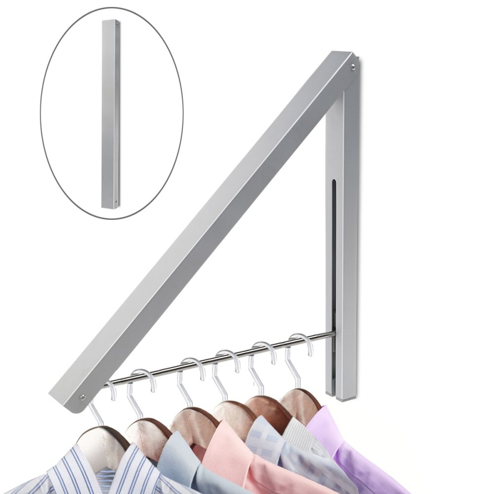 WINOMO Alumimum Wall Adjustable Clothes Hanger Rack Bracket for Laundry Organization Closet Storage System (Silver)