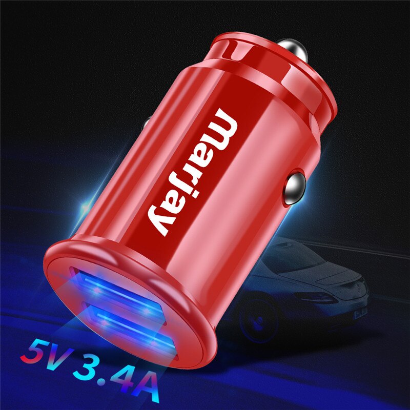 Marjay Rode USB Car Charger Voor iPhone X Xiaomi Redmi Note 7 Samsung S10 Tablet Dual 3.4A Snelle Lader Auto -Charger Adapter In Auto: Red