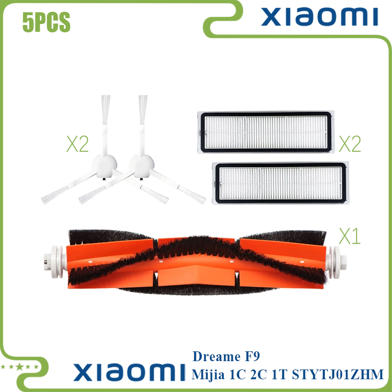 Para Xiaomi Mijia 1C 1T STYTJ01ZHM Mi Robot aspirador fregona Dreame F9 filtro Hepa Cepillo Lateral principal paño de mopa accesorios de limpieza: Caqui oscuro