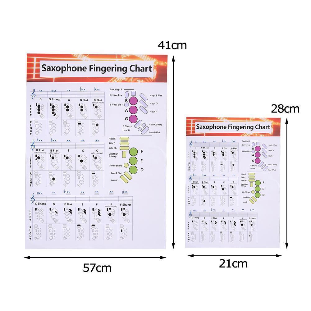 Saxophone Fingering Chart Durable Coated Paper Music Chords Poster For Teachers Students Coated Paper Saxophone Chord Diagram