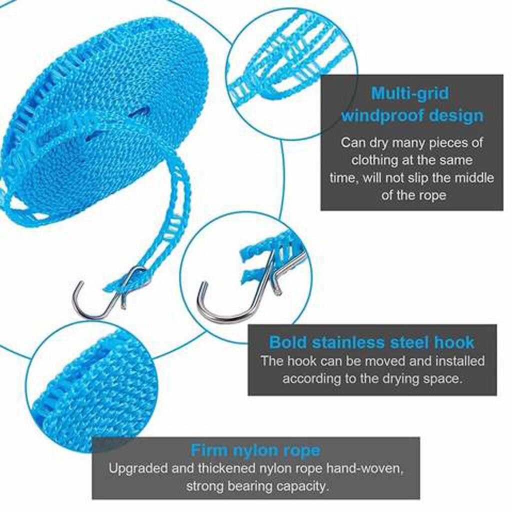 Clotheslines Nylon Hanging Rope Windproof Drying Rope For Clothes Hangers Plastic Non-slip Bed Sheet Hanging Clothes Line