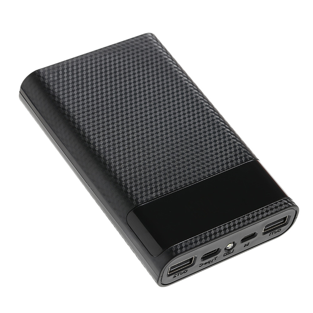 5V 2A Batterie Ladung Lagerung Box Dual USB Typ C DIY Power Bank Fall mit Led-anzeige Für Android micro Usb-schnittstelle 4x18650: Black