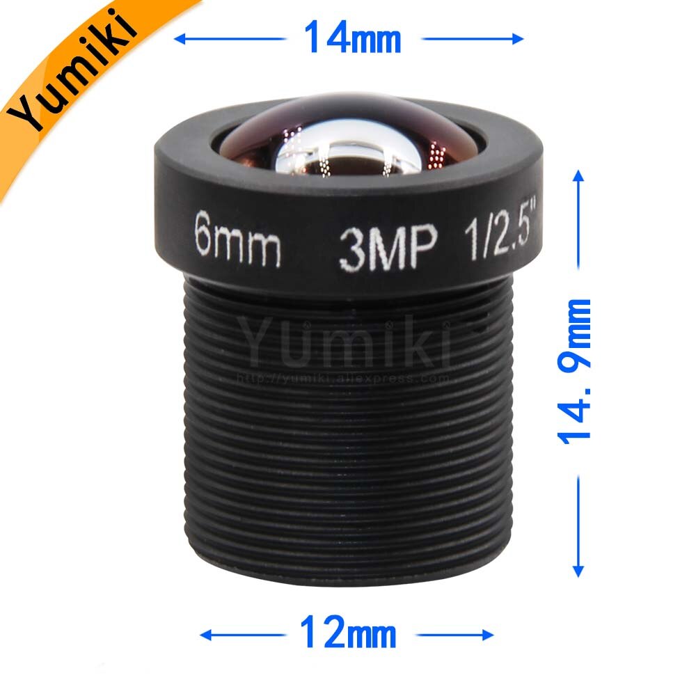 Yumiki 3.0Megpixel M12 MTV 6mm 3MP HD CCTV Camera Lens IR HD Security Camera Lens Fixed Iris