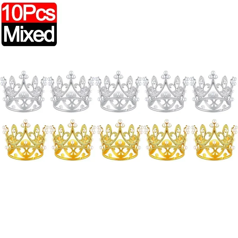 20/1 stk mini krone kakedekorasjon perle tiara måke sølv kroner kaketopper til låve hårpynt bryllup bursdagsfest: Fiolett/紫罗兰