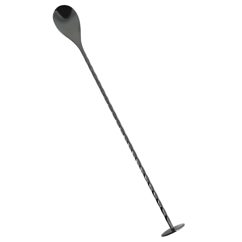 Cocktail Shaker Stainless steel Rose Gold Black Sliver Bar Spoons Cocktail Drink Mixer Muddler Ice Strainer: Black Spoon