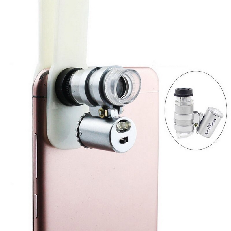45X Mini Microscoop Juwelier Loep Lens Vergrootglas Glas 3 Led Met Uv Licht Draagbare