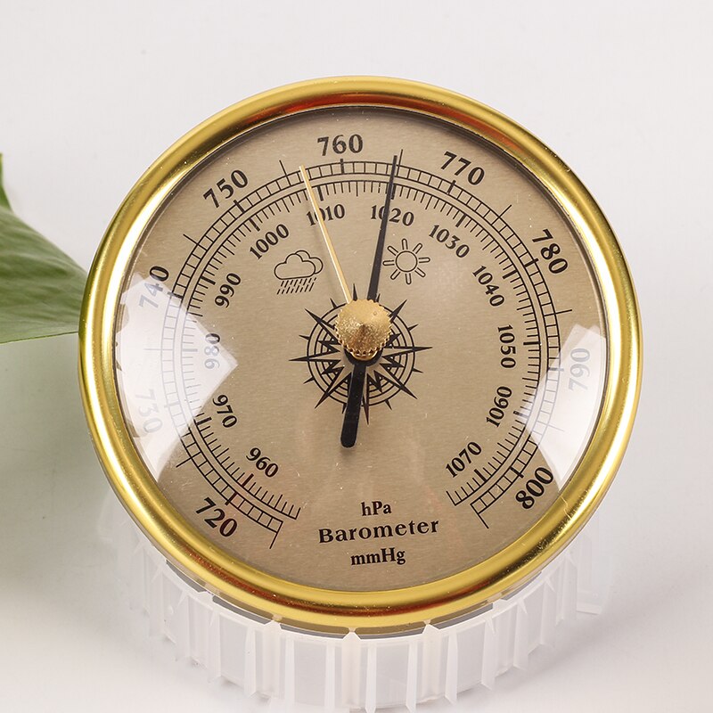 3-in-1 Barometer Hygrometer Thermometer One Set of 72mm Fishing Baromete Finish Dial Traditional Weather Station: Barometer golden