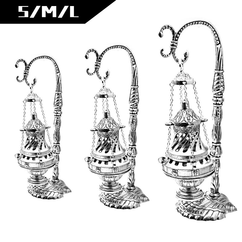 S/M/L Cross Censer Christian Church Incense Burner Religious Worship Utensils Orthodox Relics Crafts Chapel Ornament