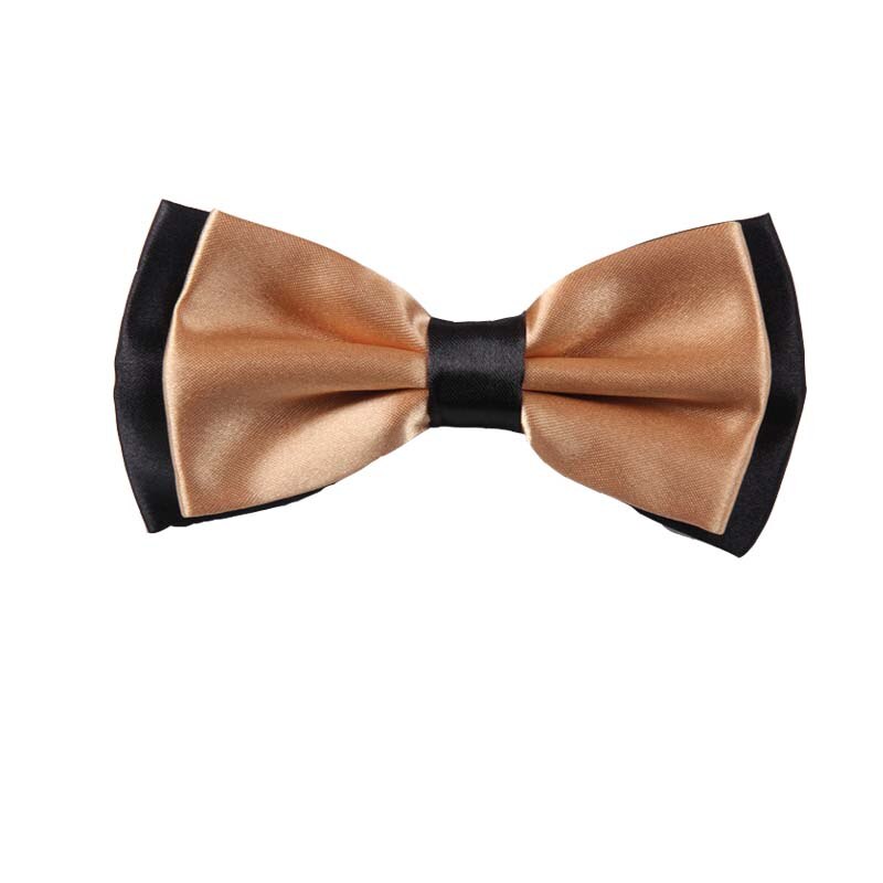 Adult Bowtie Classic Man Wedding Party Formal Satin Silk Multicolor Adjust Neck Bow tie style Clip-On: Champagne Gold