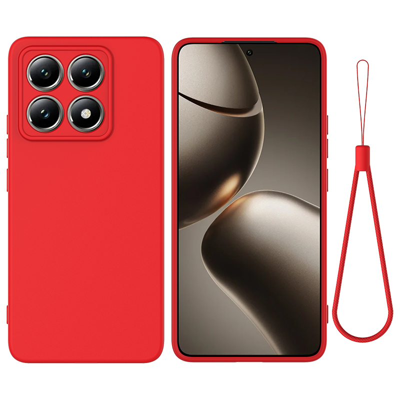 Hoesje voor xiaomi 14t pro ,14t : zacht, premium vloeibaar siliconen hoesje met fluweelzachte binnenkant en bandje  mi 14 t: Buikspieren / Rood