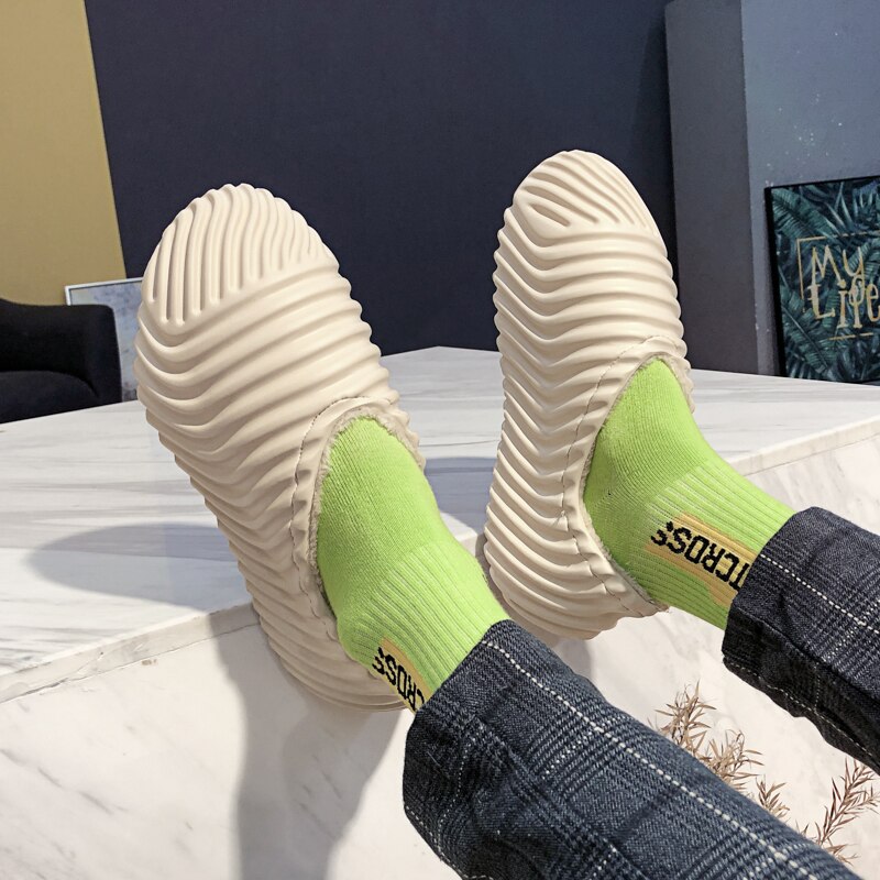 Warm Alien Skeleton Shoes For Men Winter Comfortable Slip-On Slides Slippers Outdoor Walking Fur Sneakers Male Chaussures