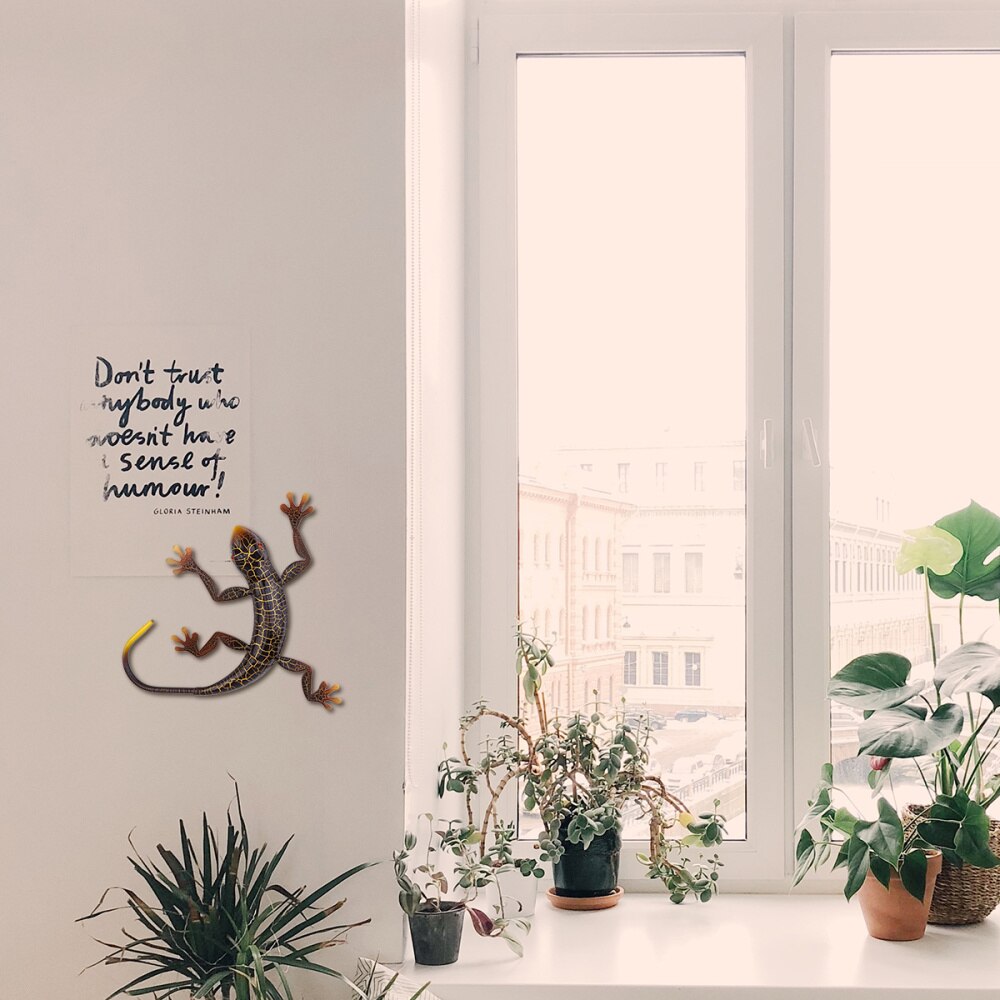 1Pc Metal Gecko Nice Vivid DIY Realistic 3D Gecko Wall Art Decor