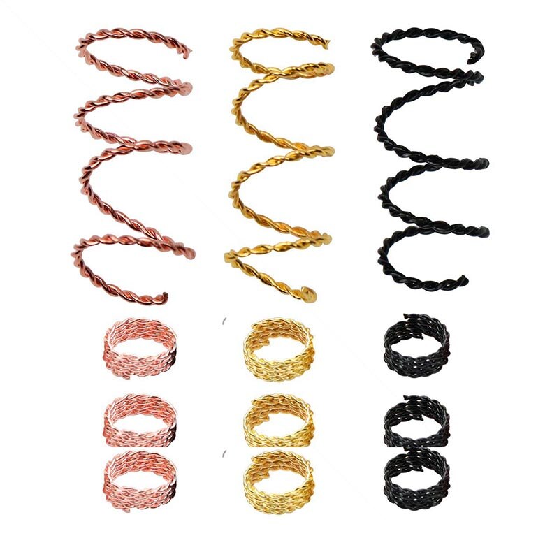 30 st/påse 11mm hål koppar hår dreadlocks fläta dread locks coil hår inpackningar metall hår fläta hår muddar för dekorationer