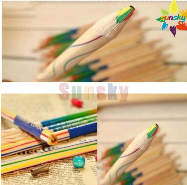 100pc/lot Woodless color Pencil Rainbow Colour Drawing Pencil 4 color in 1 Art Supplies paniting set Painting children draw set