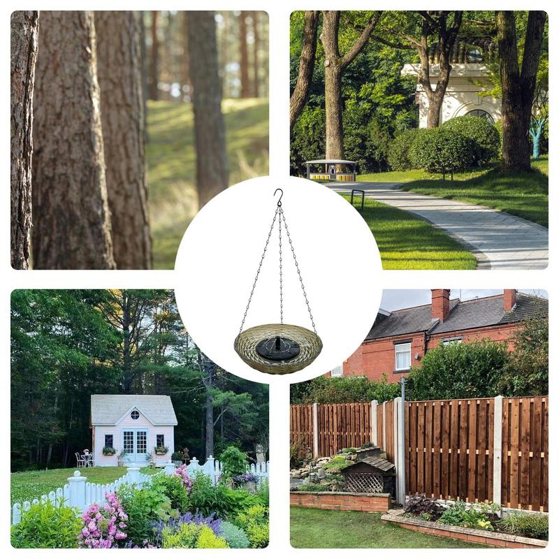 Solar Bird Bath Hangable Bird Bath Tray Solar Hummingbird Fountain Bath Bubbler Balcony Bird Bath Bowl For Terrace Courtyard