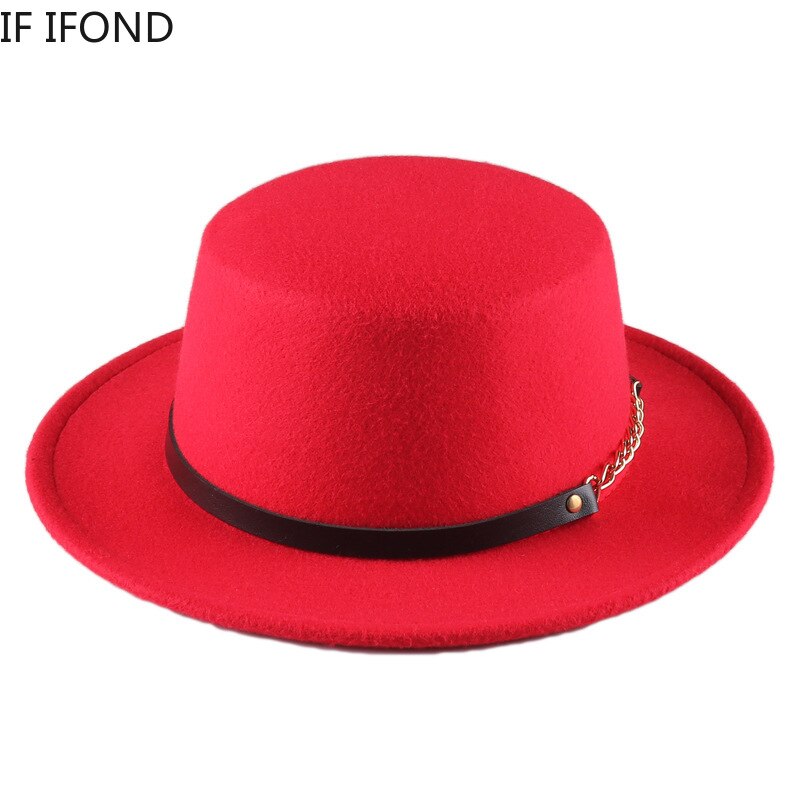 mitation Woolen Round Top Hat For Women's Wide Brim Fedora Hat Gambler Hat
