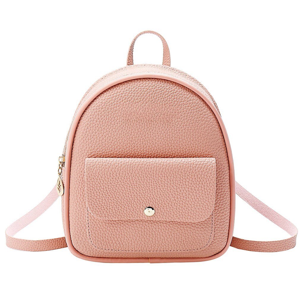 Cute Backpack Women Shoulders Solid Small Backpack Letter Purse Mobile Phone Messenger Bag Рюкзак Кожаный Женский: Pink