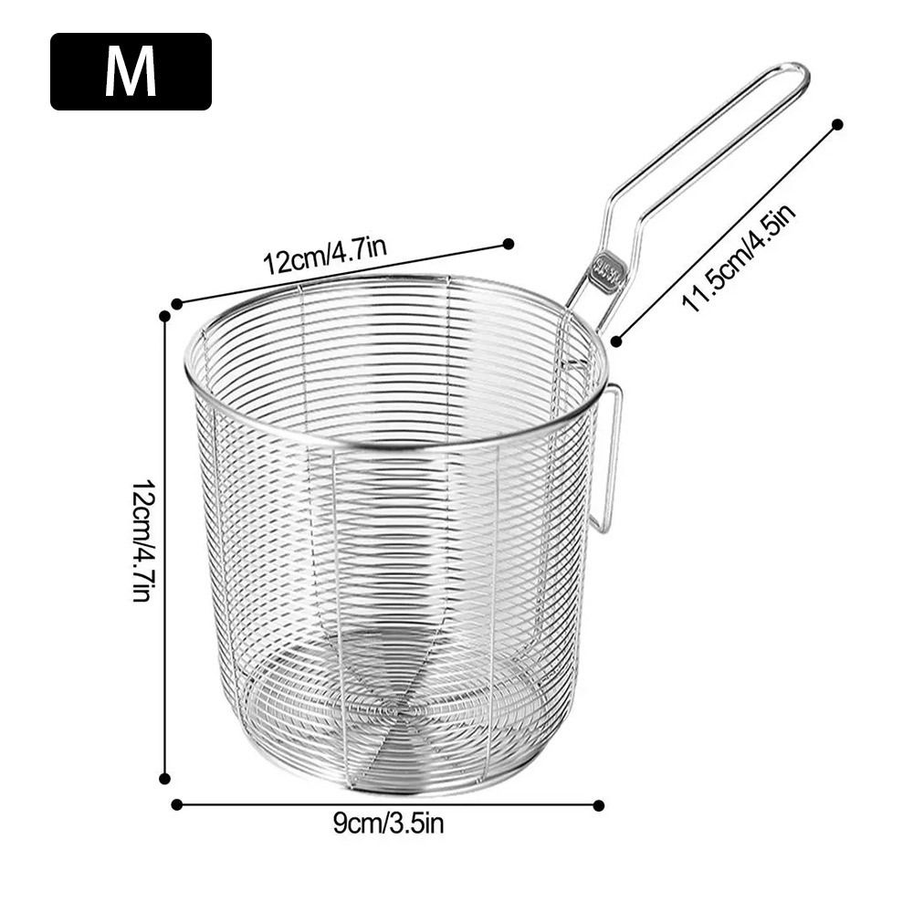 Mini Deep Frying Basket with Handle 304 Stainless Steel Strainer Mesh Chip Filter Fryer Chip Serving for Dumplings French Fries: green