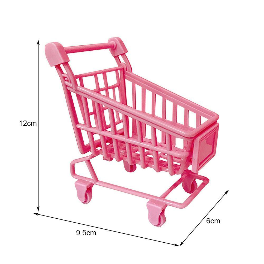 Mini Pink Shopping Cart Cute Cake Toy Decoration C8J9