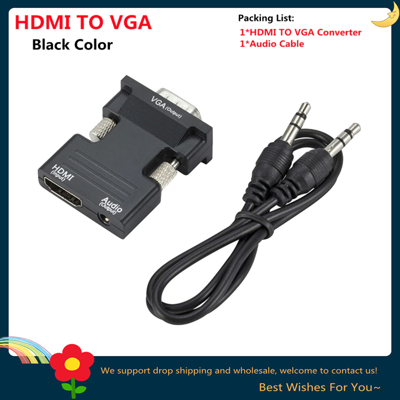 HDMI zu VGA Video Konverter Adapter 1080p VGA zu HDMI Adapter für PC Laptop zu HDTV Projektor Video Audio HDMI-kompatibel zu VGA: Rot