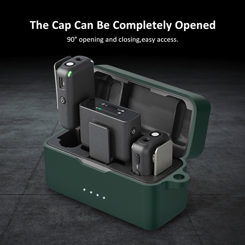 Dji mikrofon schutzhülle mit ladebox, silikonhülle und haken für dji action 2 om 5 kamera-smartphone
