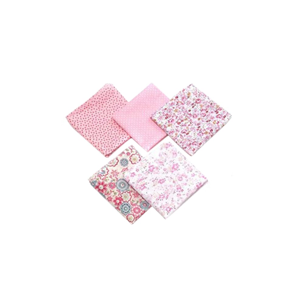 Handmade 5pcs DIY Cotton Fabrics Patchwork Group Plain Cloth Various Patterns Floral Square Cotton Cloth 50*50cm: 02