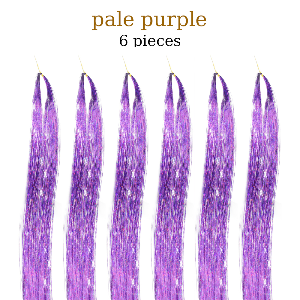 48 Inch Hair Tinsel Kit With Tool 1200 strands Tinsel Hair Extensions 12 Colors Fairy Hair Tinsel, Sparkling Shiny Hair Tinsel: 1001# / 26inches