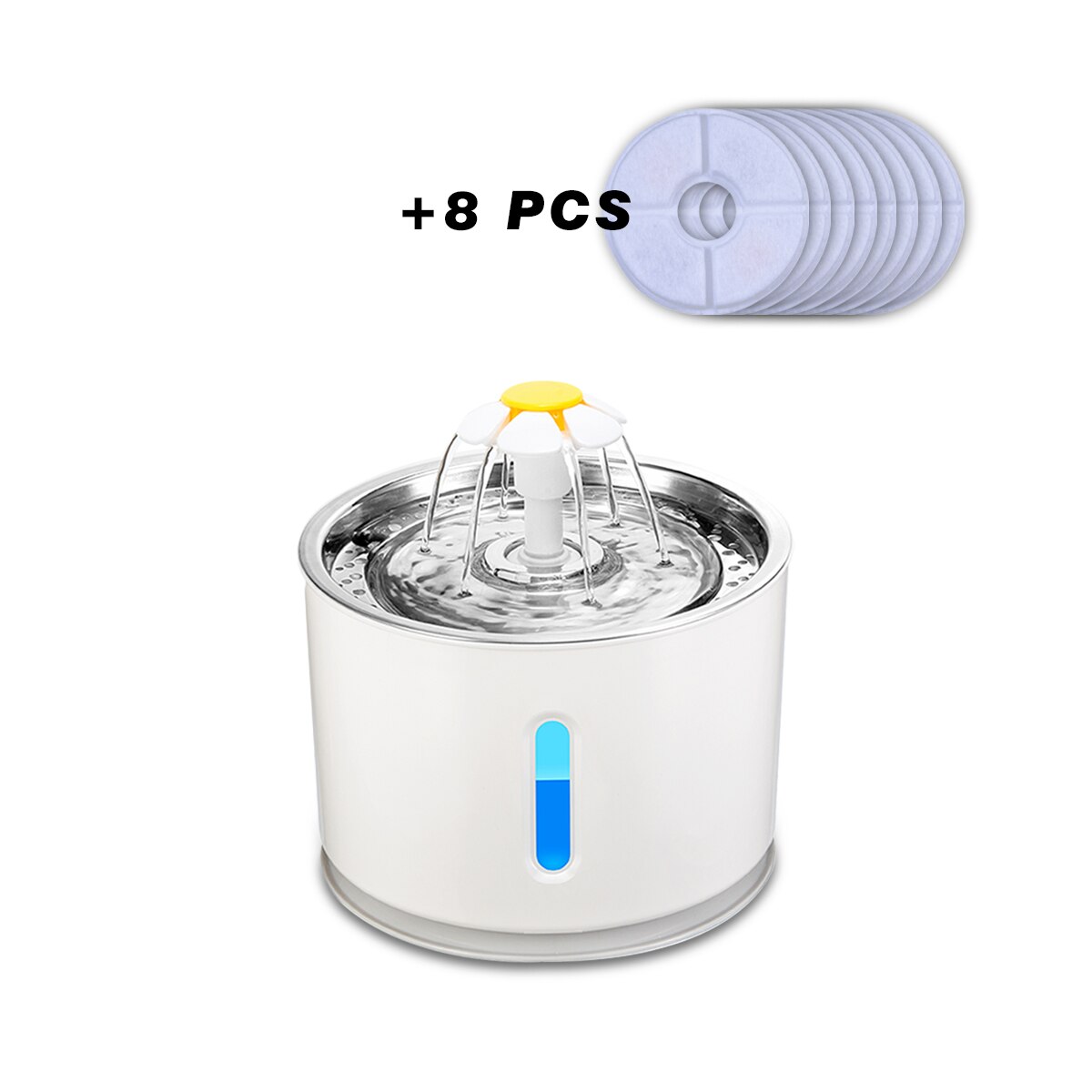 2.4L Automatic Pet Cat Water Fountain with LED Electric USB Dog Cat Pet Automatic Feeder Bowl Pet Drinking Fountain Dispenser: 34-ss-08