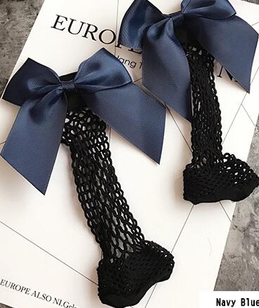 Kobiety skarpetki do kostek typu kabaretki z falbaną siatki koronki Bowknot krótkie skarpetki skarpety sportowe siatki siatki skarpetki damskie dziewczyny łuk Sox Flamesocks: Navy big