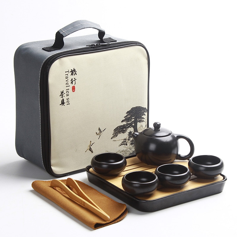 Kinesisk rejse kung fu te sæt keramisk bærbar matcha sæt tekande porcelæn teaset gaiwan te kopper tekande med rejsetaske