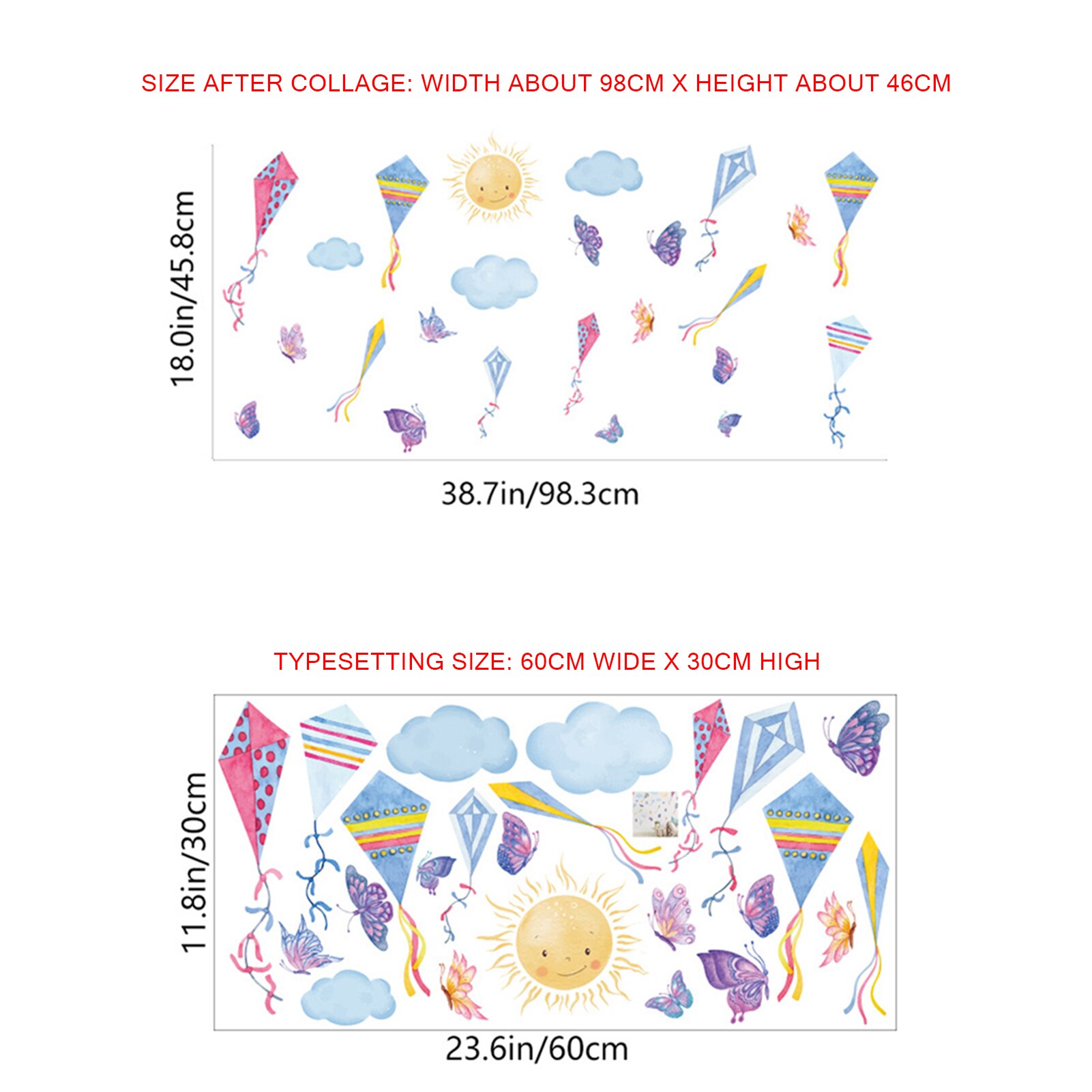 Rainbow Removable Wall Decals Nursery Art Heart Butterfly Stickers Wallpaper Posters Girls Bedroom Easy Use Home Decor: B