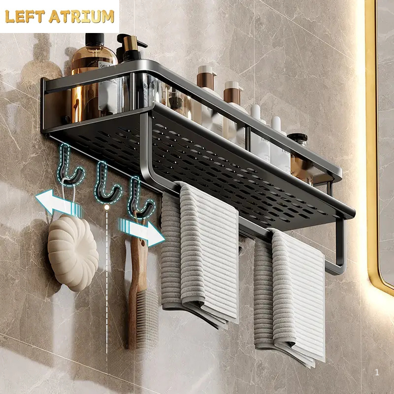 Black Bathroom Shower Room Storage Rack Toiletries Shelf Storage Is Perfect For Bathroom Item Storage